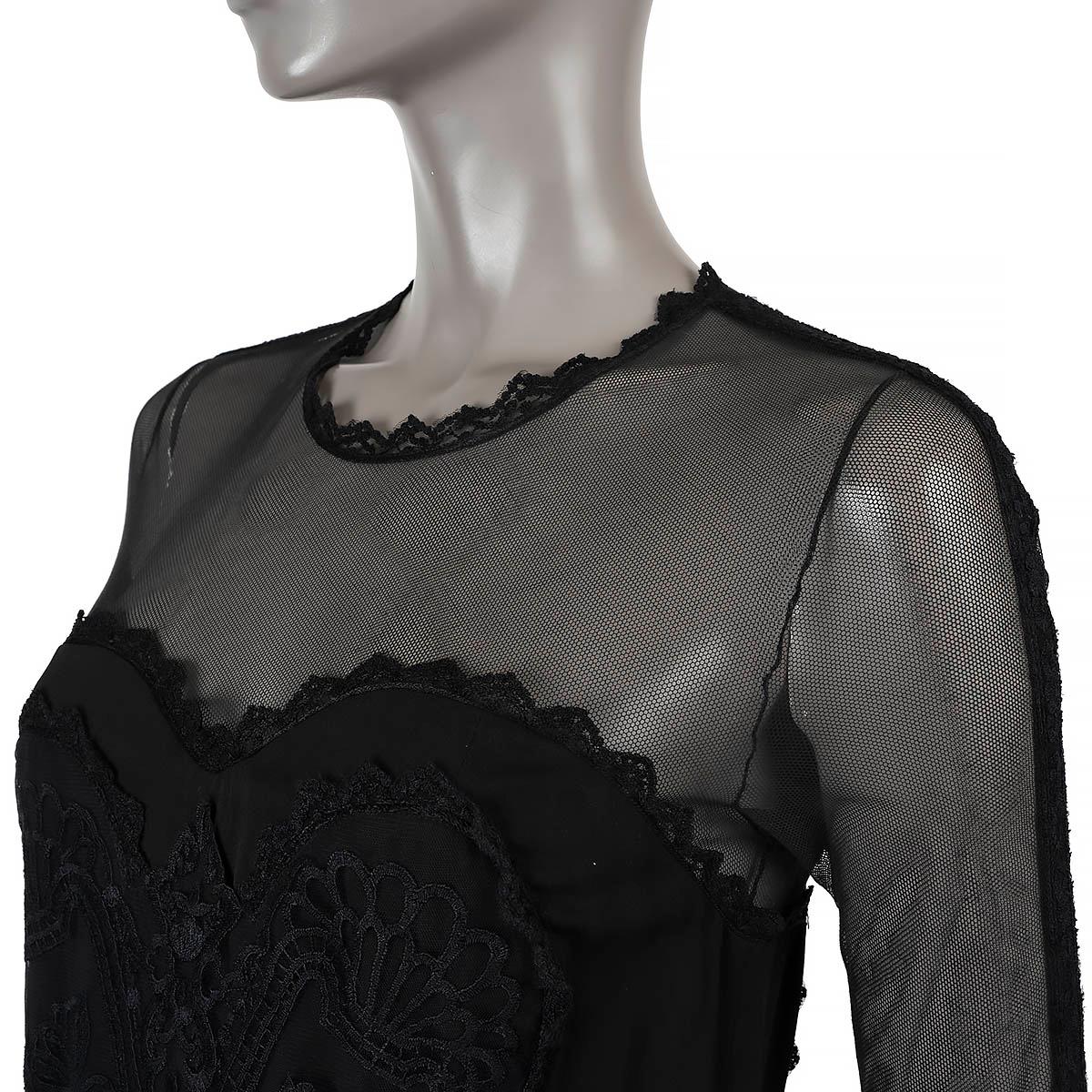 TOM FROD black cotton 2011 Lace & Mesh Dress 42 M For Sale 1