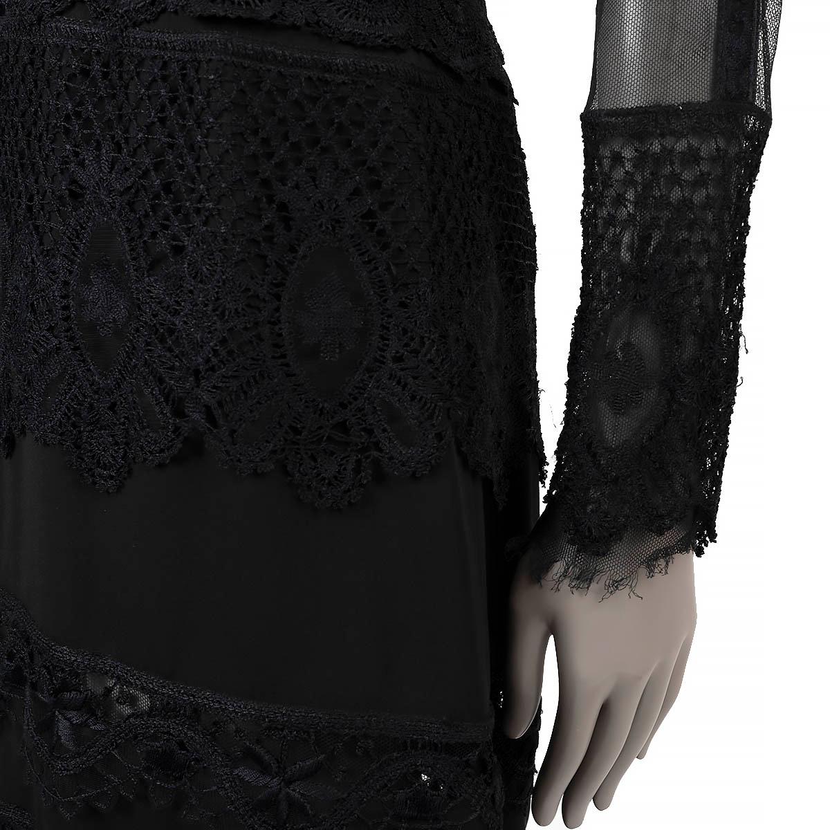 TOM FROD black cotton 2011 Lace & Mesh Dress 42 M For Sale 2