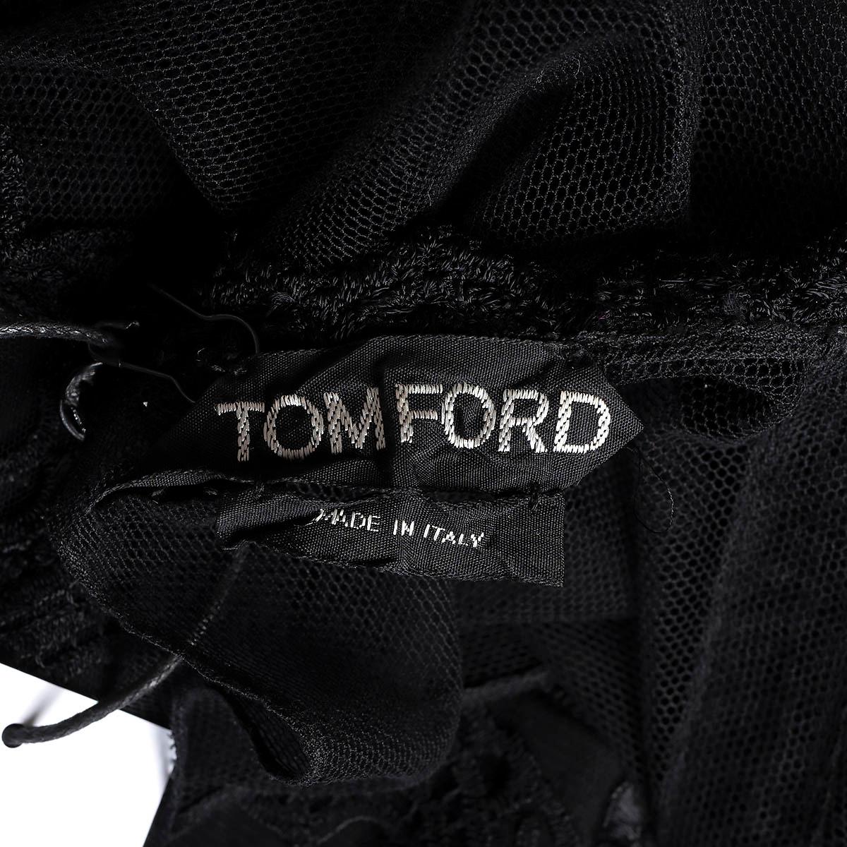 TOM FROD black cotton 2011 Lace & Mesh Dress 42 M For Sale 3