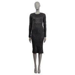 TOM FROD in pelle nera SMOCKED Tubino a maniche lunghe 38 XS
