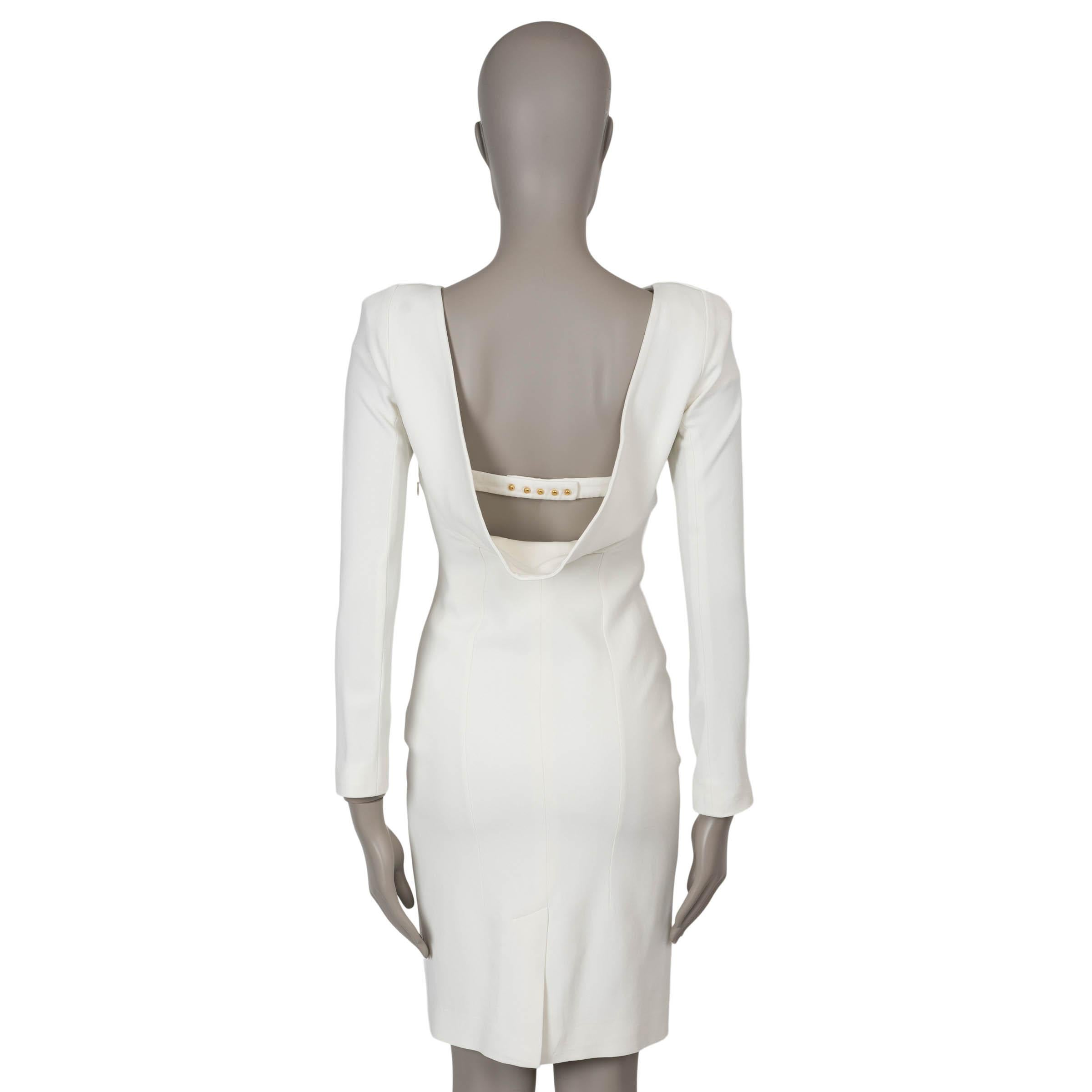 Gray TOM FROD white viscose OPEN BACK CREPE COCKTAIL Dress 38 XS For Sale