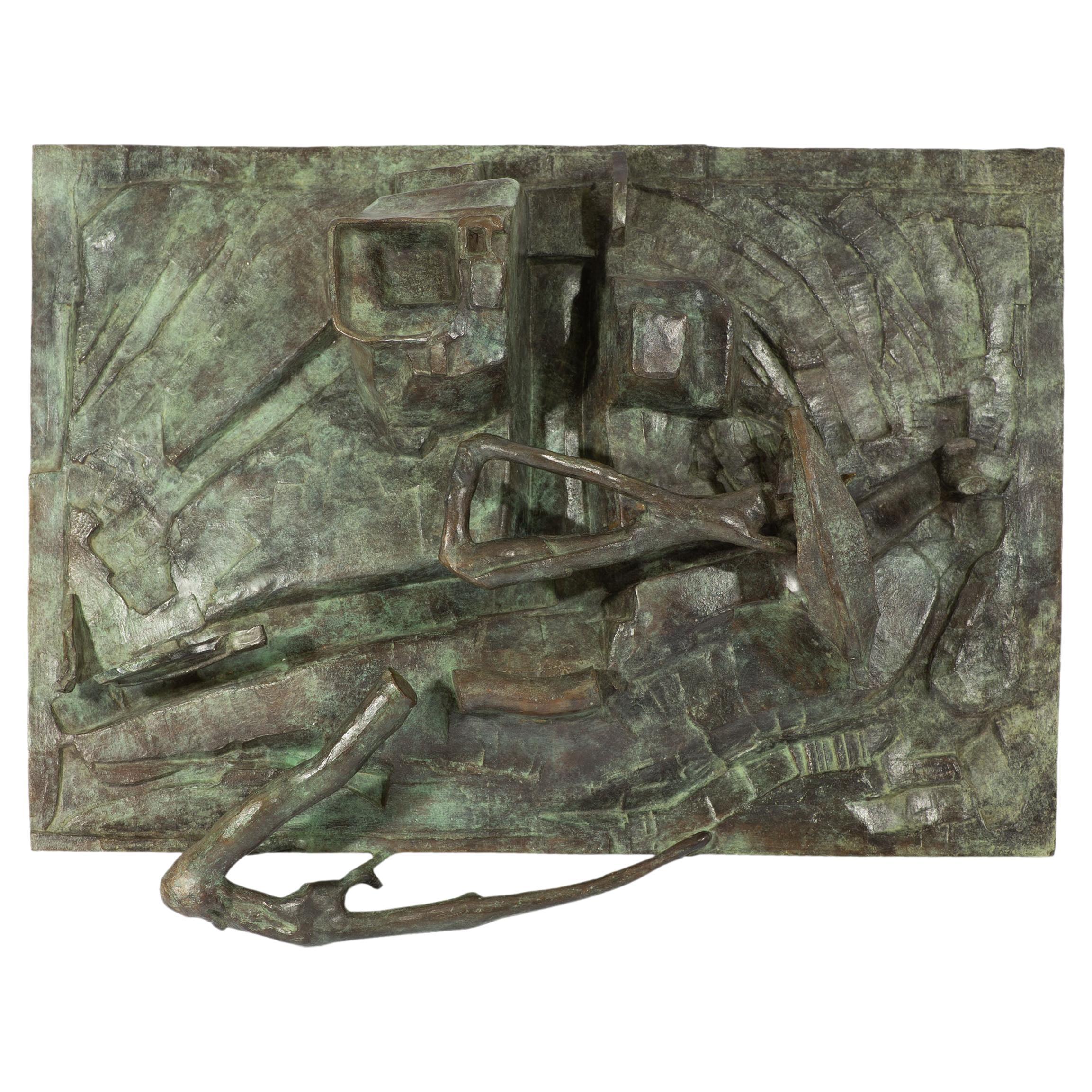 Tom Gibbs 1989 Abstract Bronze Wall Sculpture