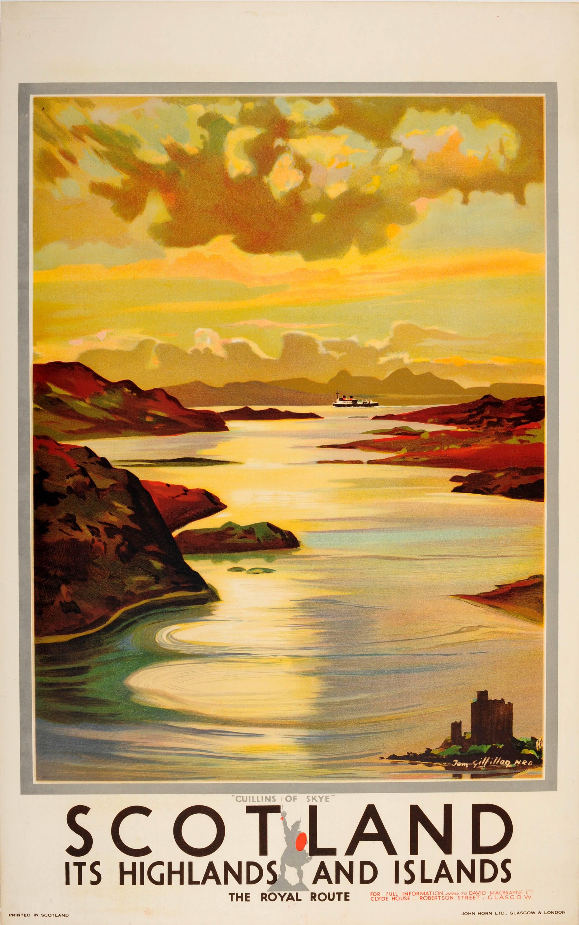 Tom Gilfillan Print - Original Vintage Isle Of Skye Poster Scotland Highlands And Islands Royal Route