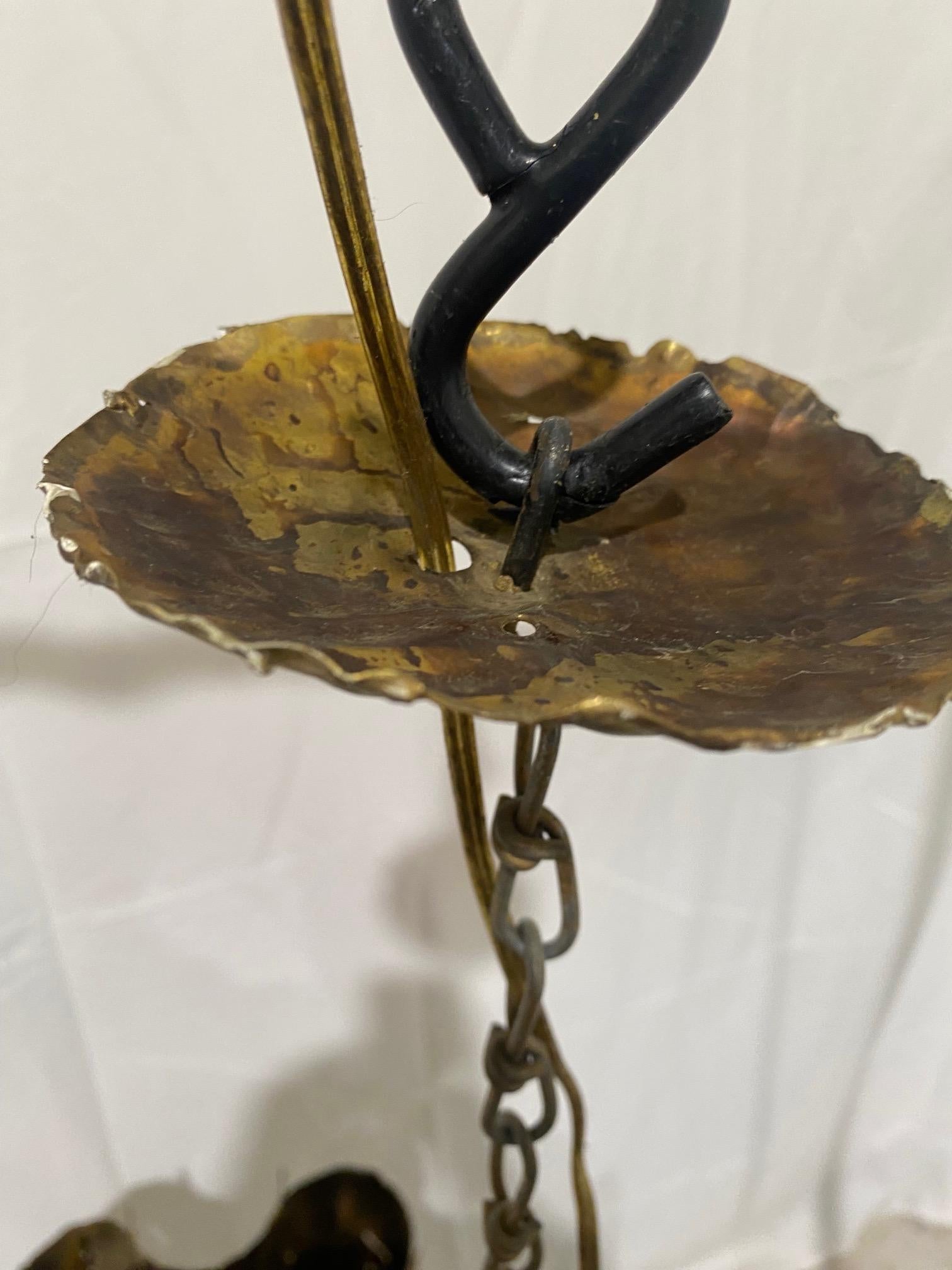 Tom Greene 1960s Brutalist Torch Cut Rectangular Brass Chandelier For Sale 4