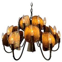 Lustre en laiton brutaliste de Tom Greene & Greene, 1970