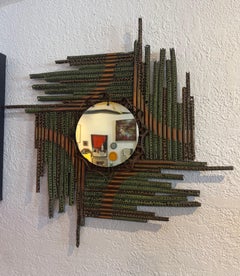 Tom Greene Brutalist Torch Cut Brass rare Wall Mirror