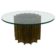 Tom Greene Brutalist Torch Cut Brass Round Coffee Table