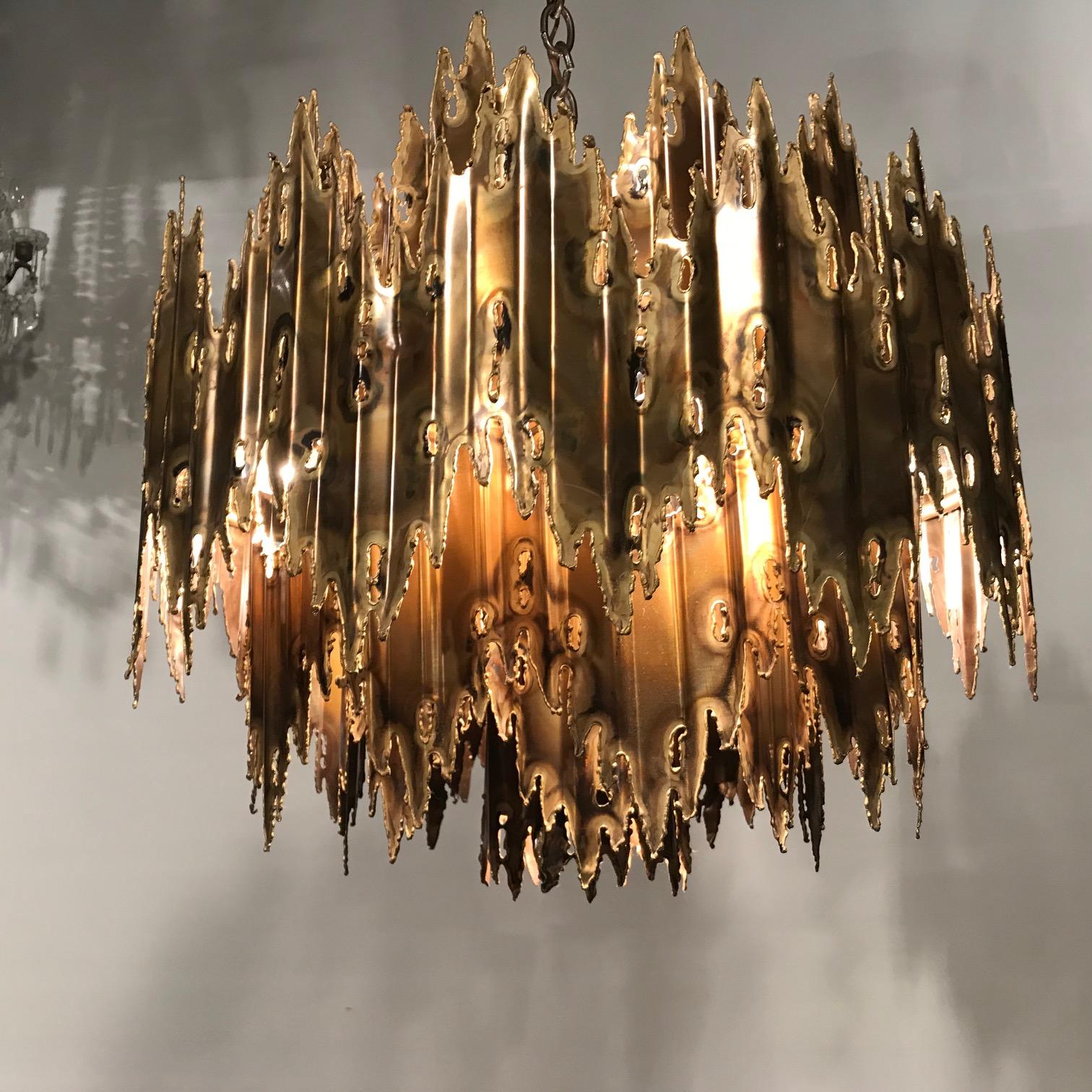 American Tom Greene Brutalist Torch Cut Chandelier