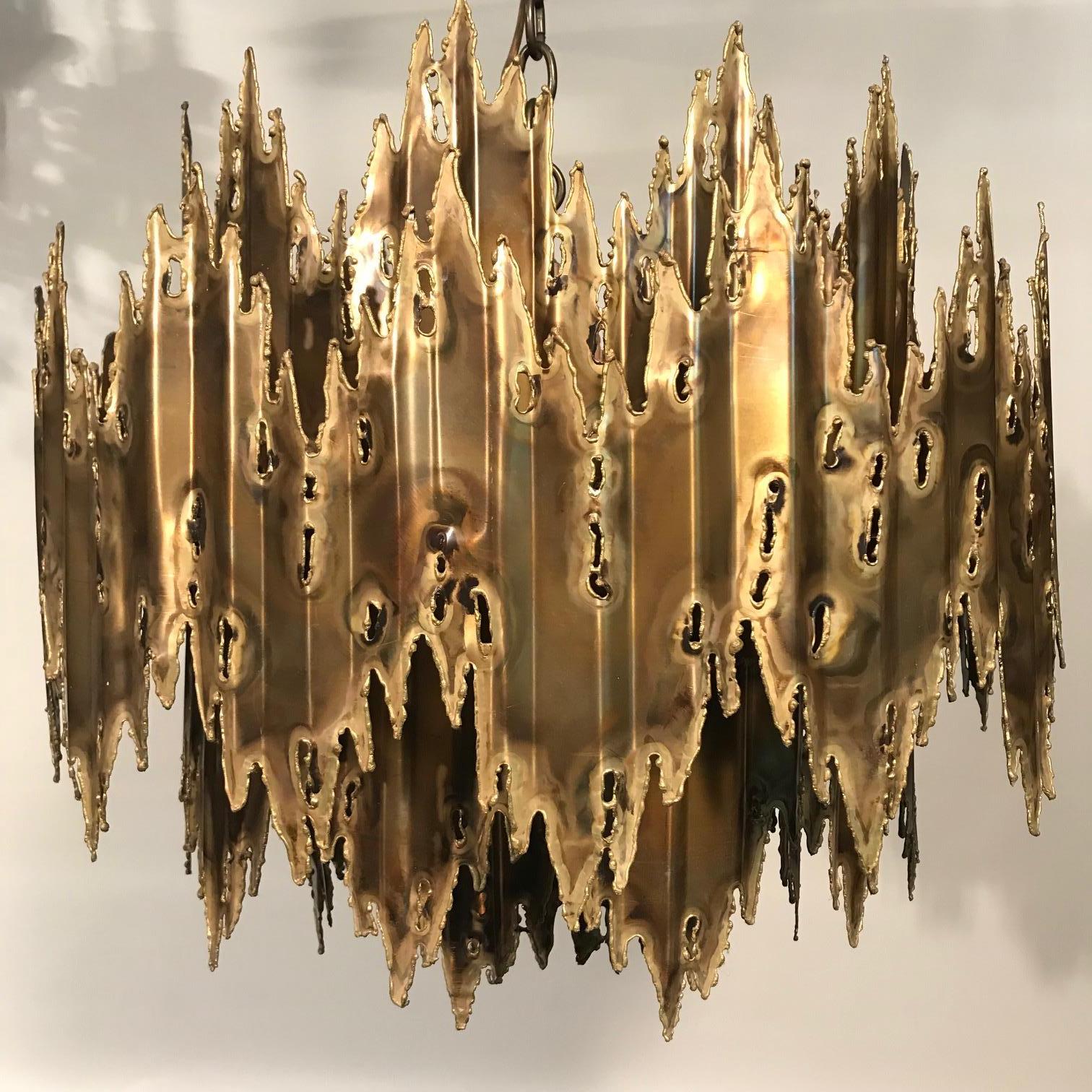 Tom Greene Brutalist Torch Cut Chandelier 1