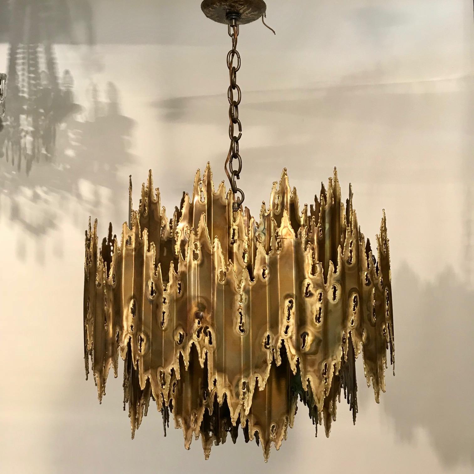 Tom Greene Brutalist Torch Cut Chandelier 2