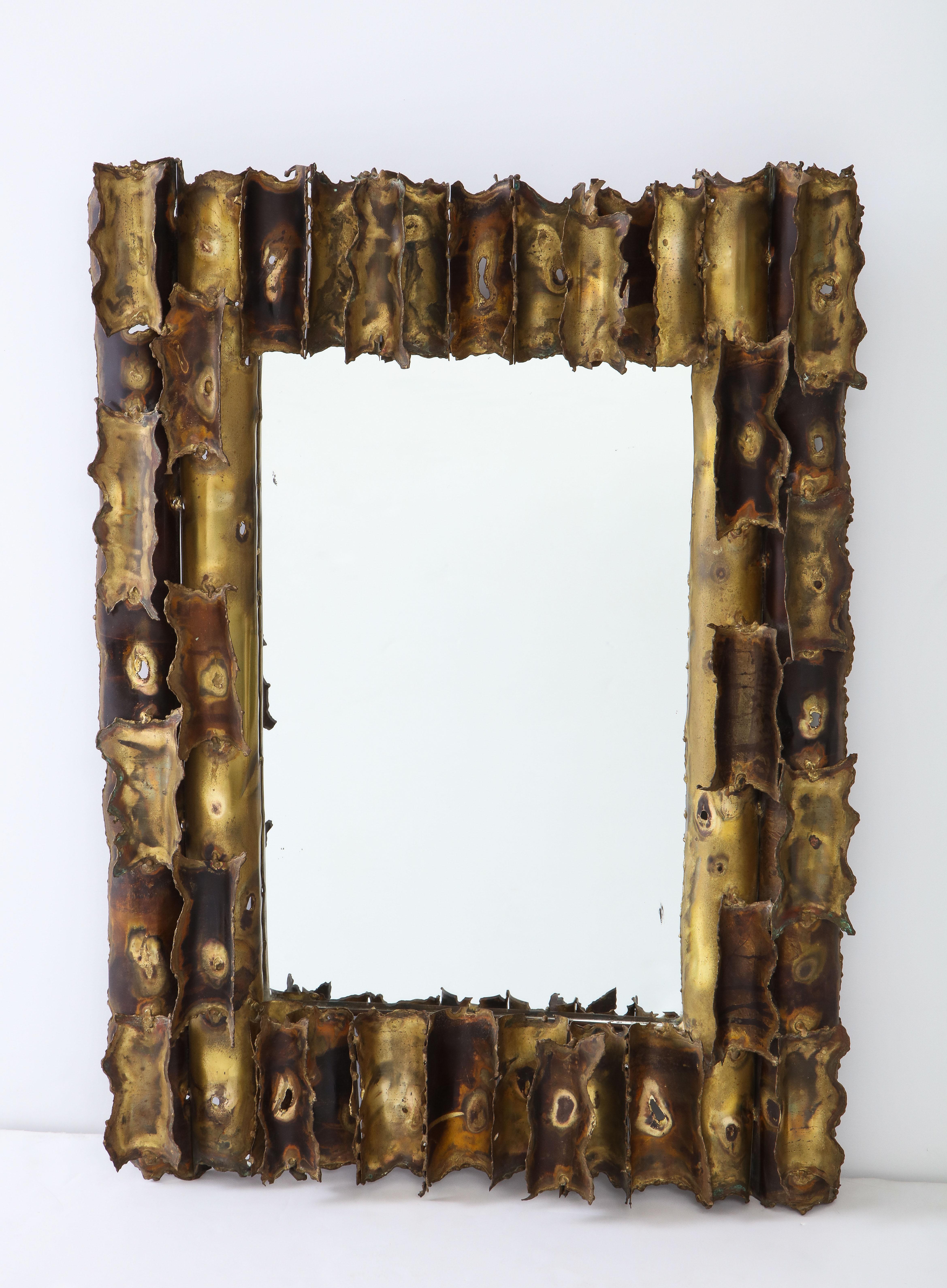 Stunning one of a kind custom made Brutalist mirror by Tom Greene.