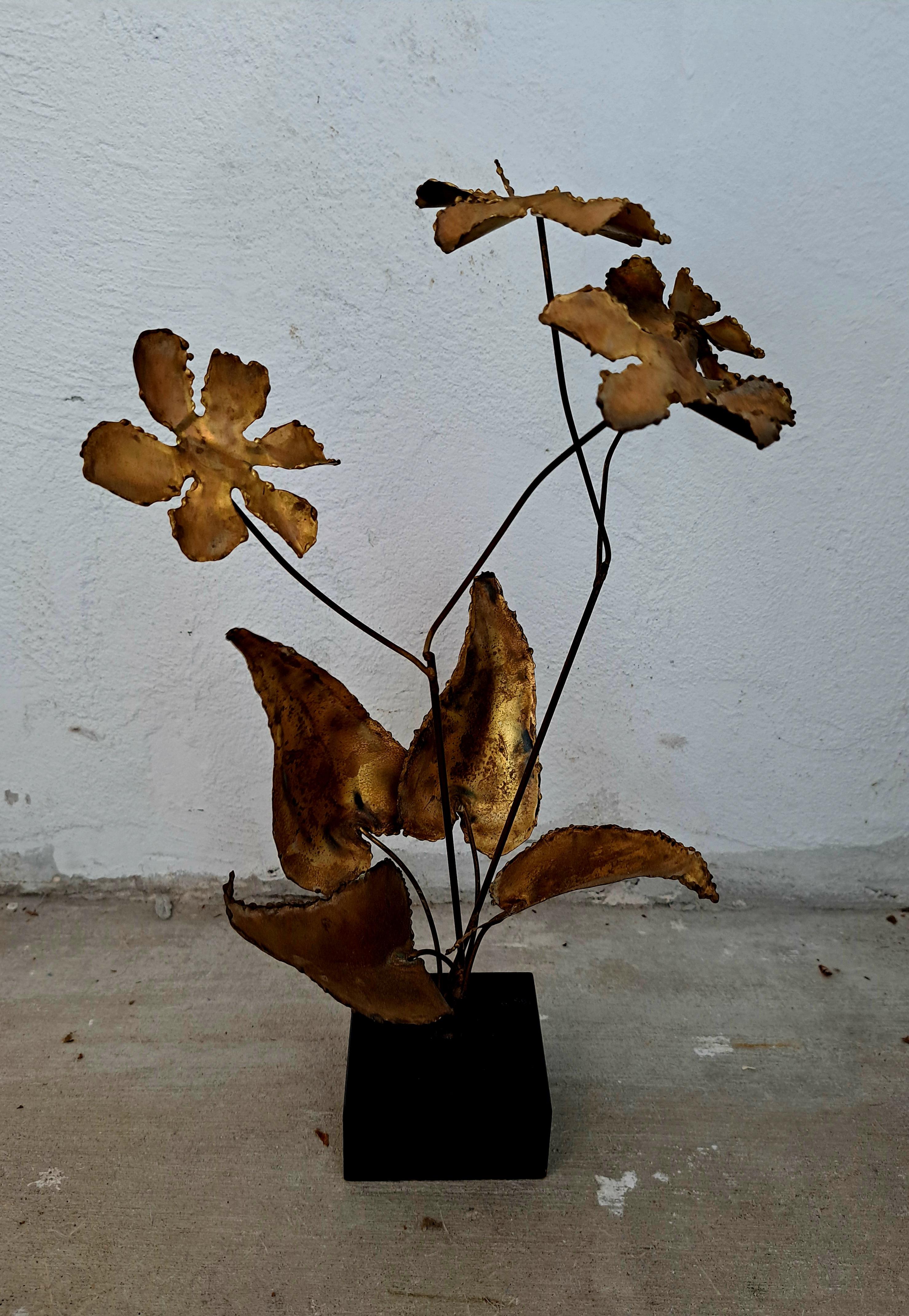 Brass Tom Greene Flower Sculpture
