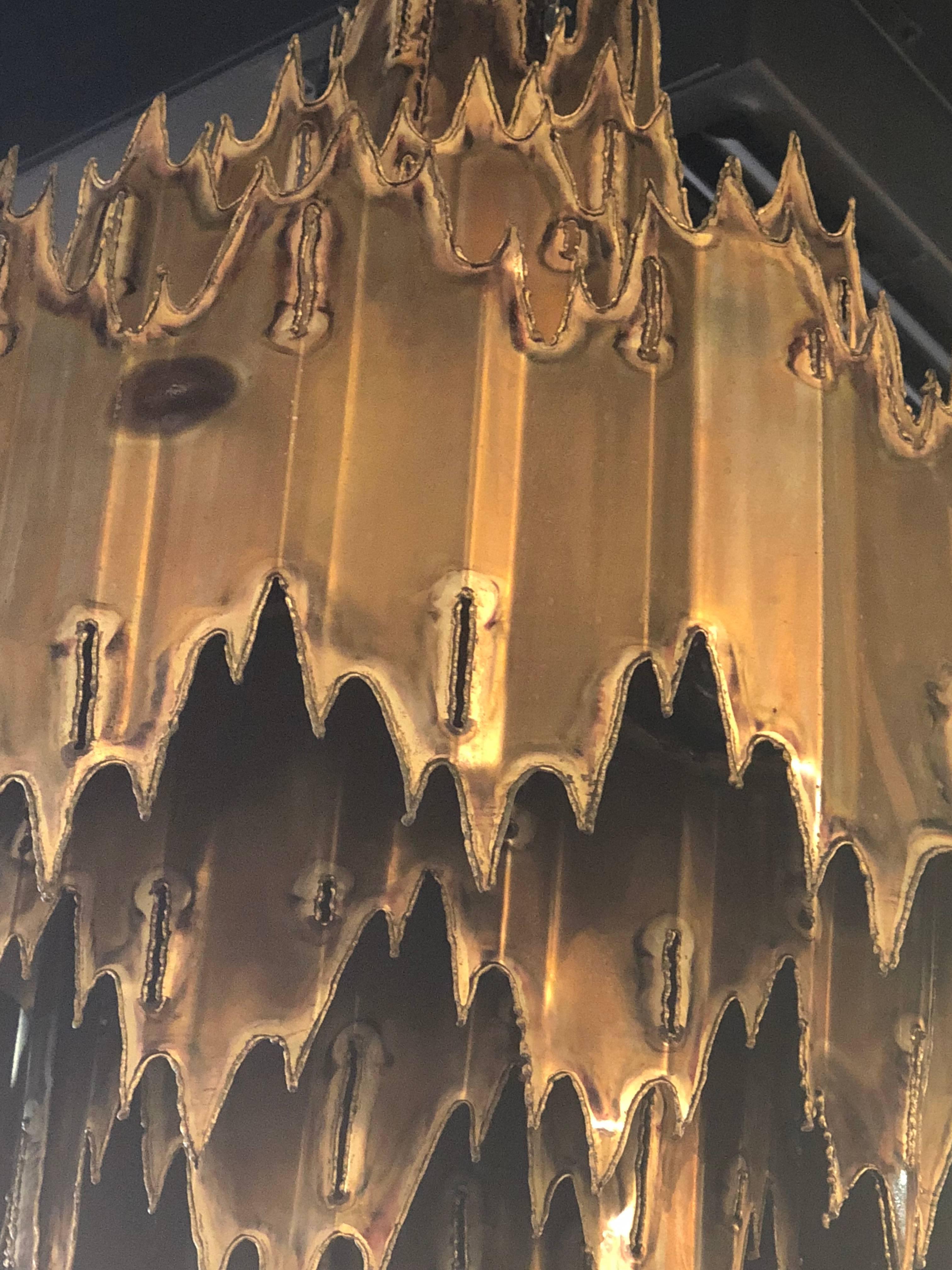 Tom Greene for Feldman Brutalist Torch Cut Chandelier Seven-Tier Metal 1