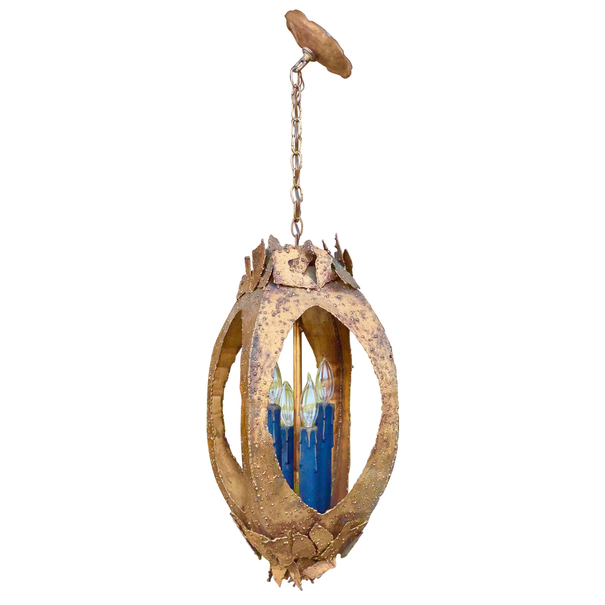 Tom Greene for Feldman Lighting Torch Cut Brass Pendant