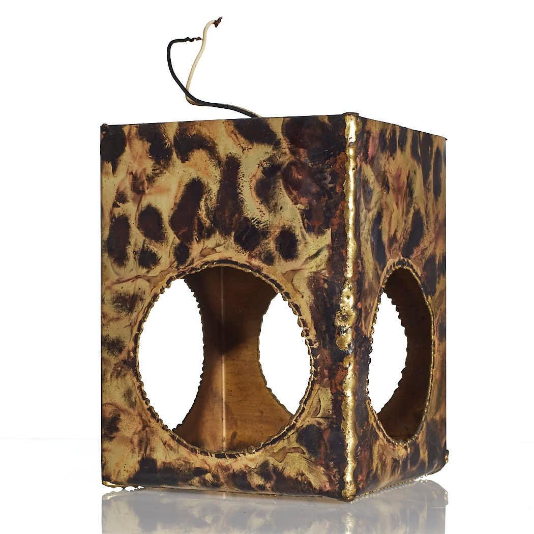 Late 20th Century Tom Greene for Feldman Mid Century Brutalist Cube Ceiling Lights - Pair For Sale