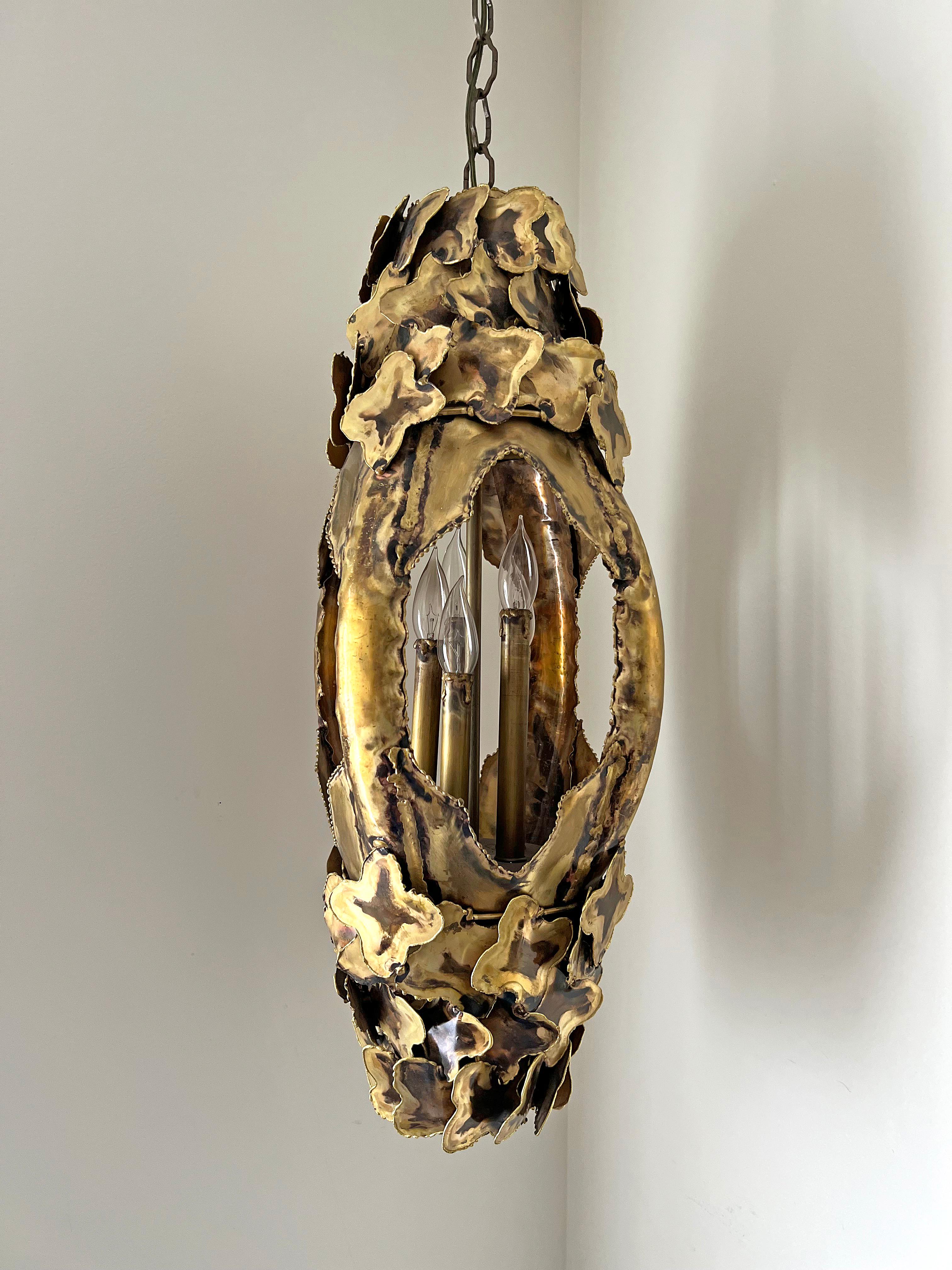 American Tom Greene Large Brutalist Chandelier 1960s