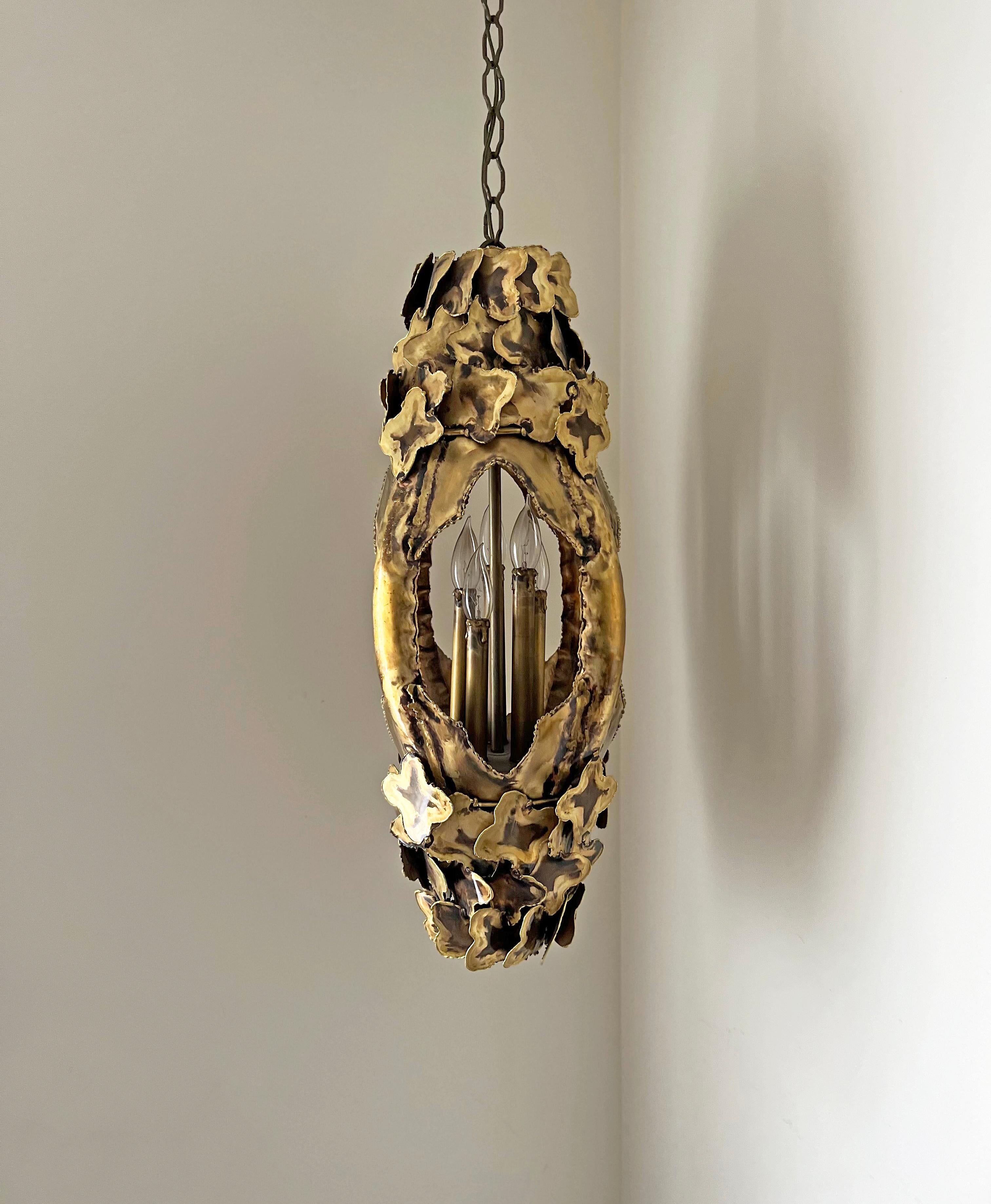 Mid-20th Century Tom Greene Large Brutalist Chandelier 1960s