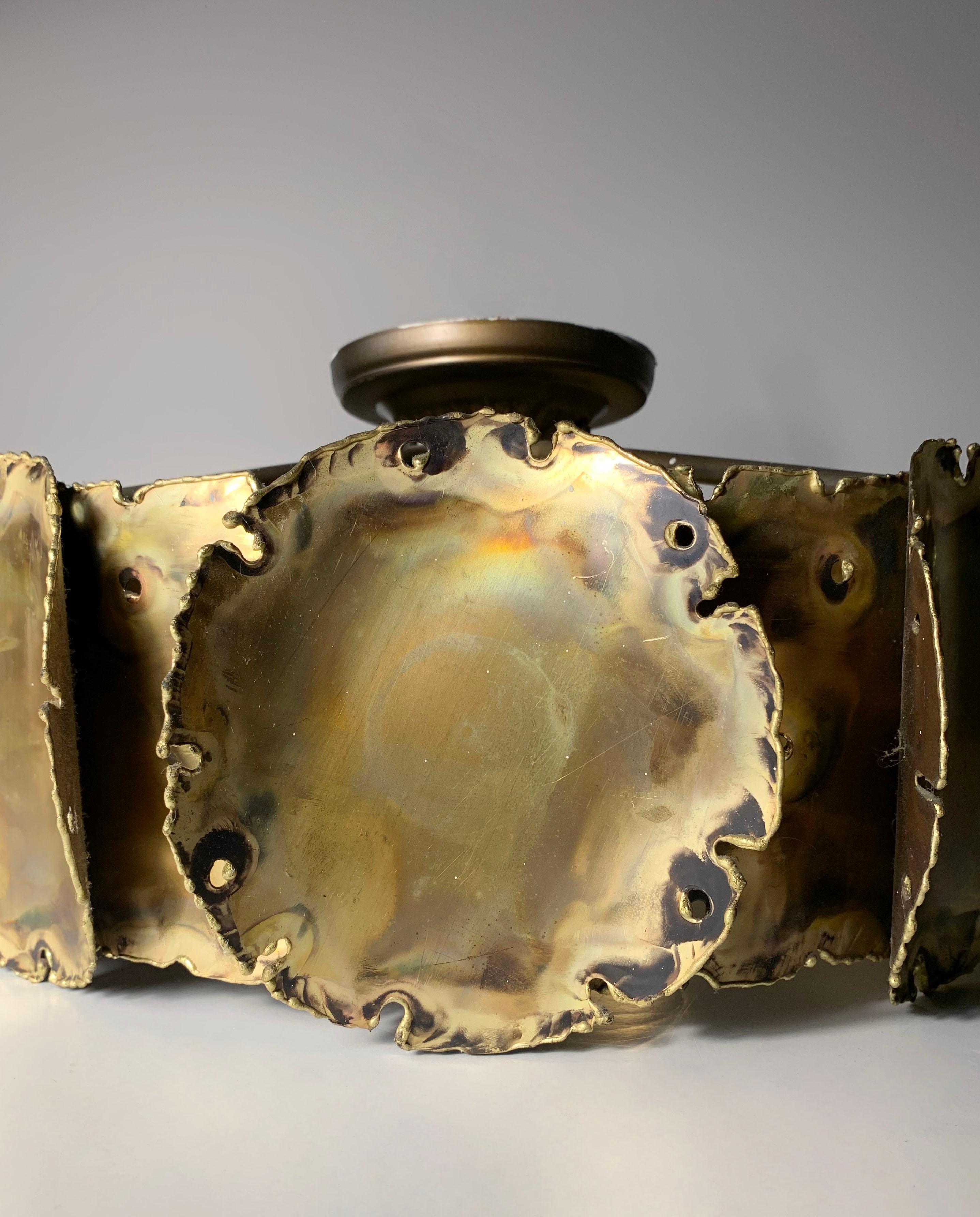 Brutalisme Tom Greene & Greene Brutalist Brutalist Brass Suspensions Light for Feldman en vente