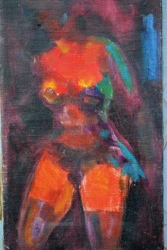 Pintura Expresionista Abstracta Desnudo Colorido - Óleo Años 70