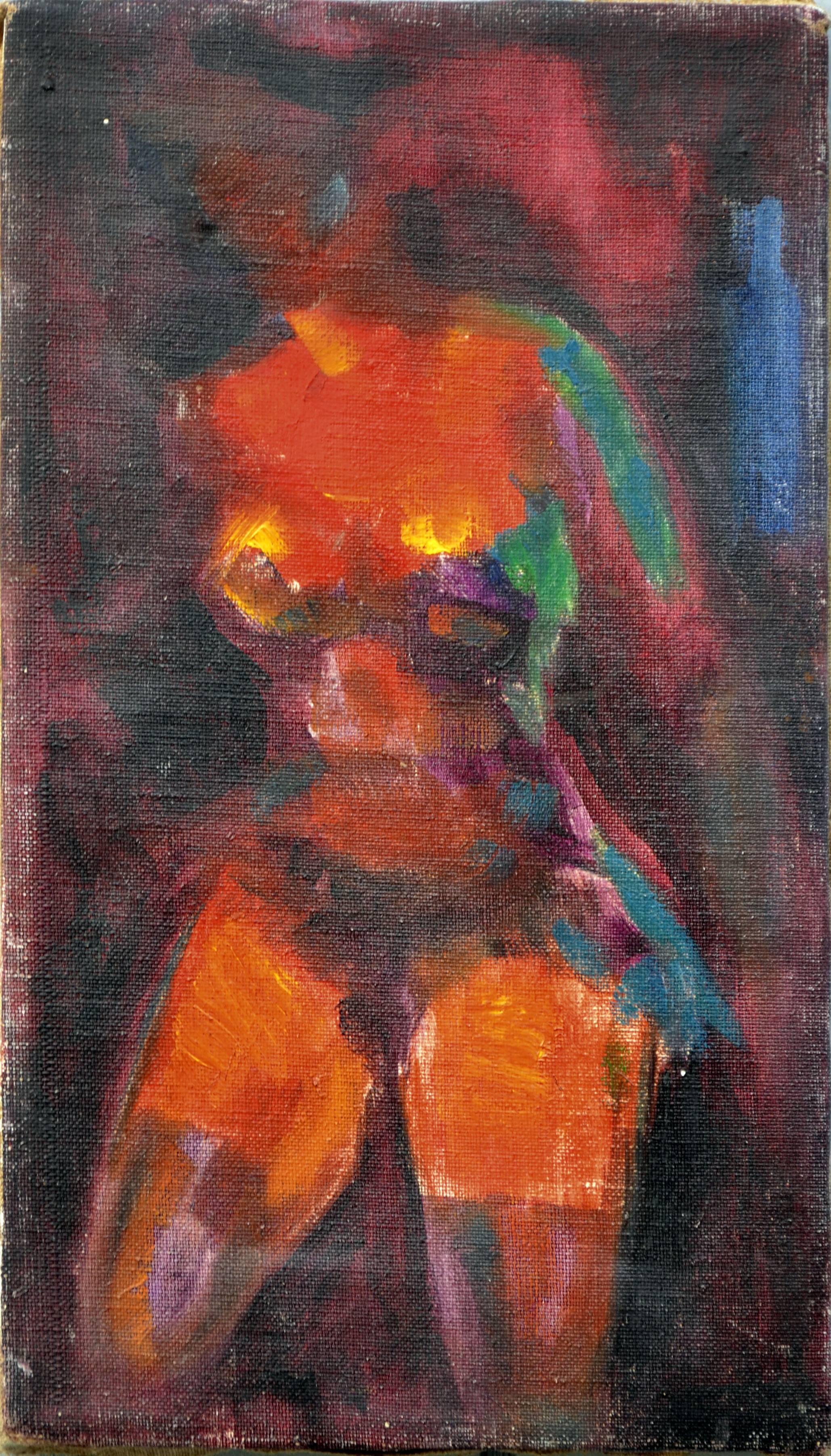 Colorful Abstract Expressionist Nude Painting - 1970s Oil