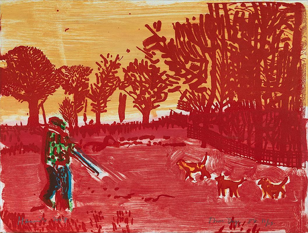 3 Cani. Una litografia monoprinted firmata da Tom Hammick