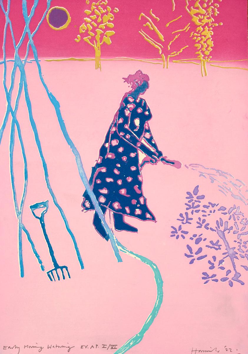 Early Morning Watering -- Etching, Aquatint, Print, Art by Tom Hammick For Sale 1