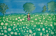 Campo de flores [Día] -- Grabado, impresión, arte floral de Tom Hammick
