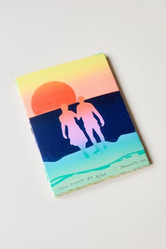 Mani Sunset, gravure sur bois, figure humaine, art de Tom Hammick