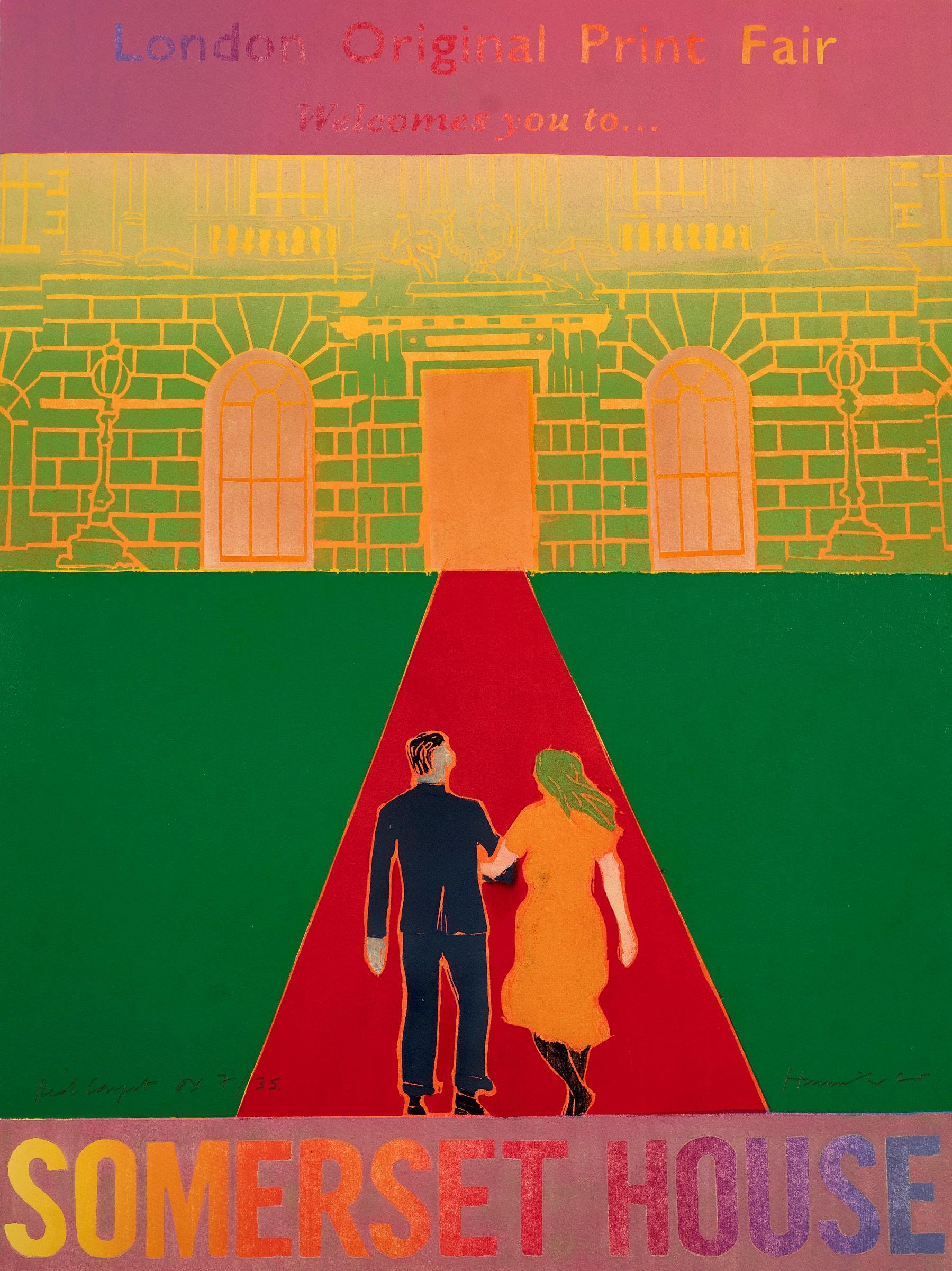 Red Carpet -- Jigsaw woodcut, Print, 40th LOPF by Tom Hammick For Sale 1