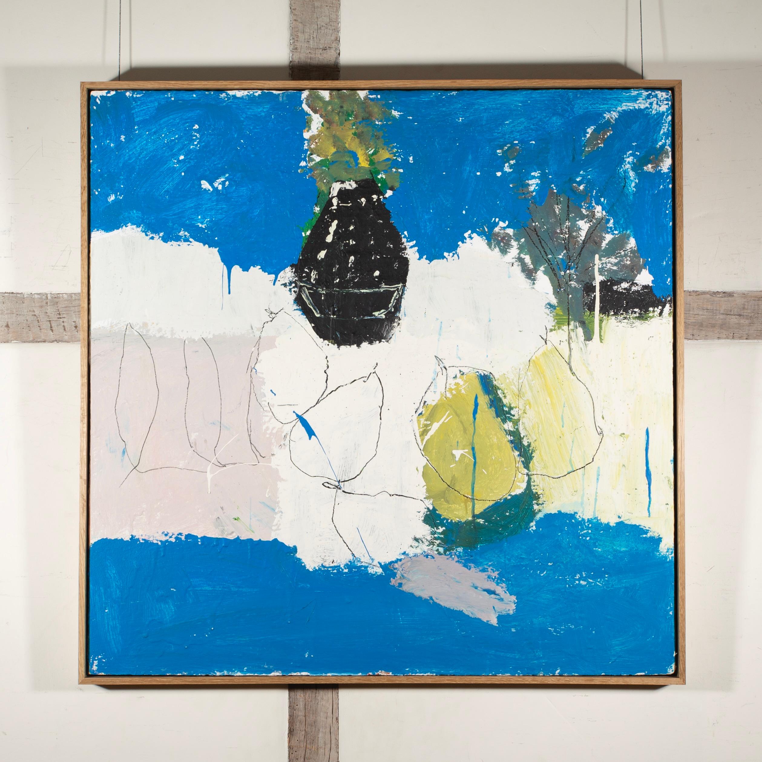 Naturaleza muerta azul, 2024 - Pintura al óleo naturaleza muerta abstracta en azul y blanco - Painting de Tom Harford Thompson