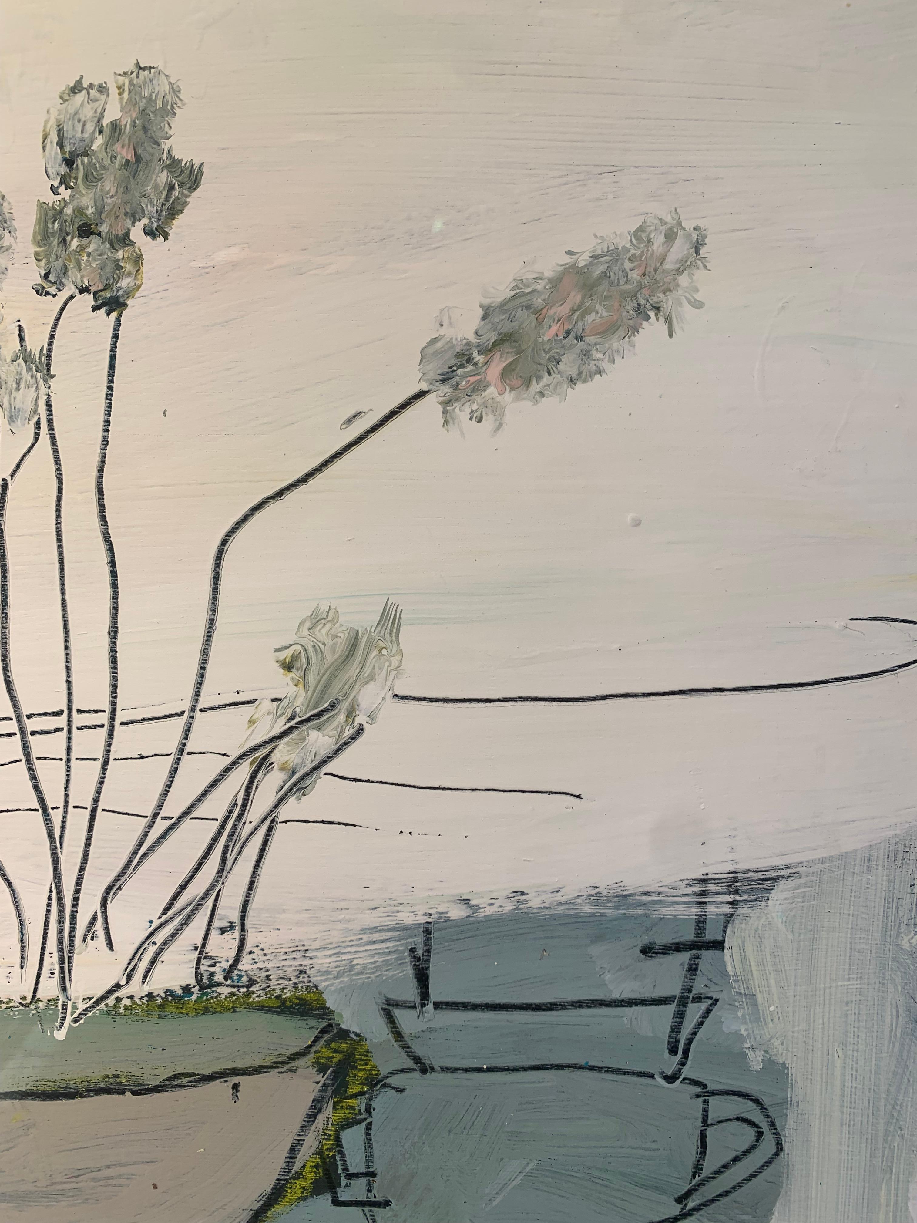 Solo, 2023 - Contemporary Still Life Oil Painting with Flowers, White and Green For Sale 1