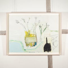 Pale Still Life, 2022 - Contemporary Oil Painting with Flowers, White and Green