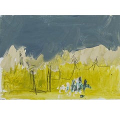 Gelber Berg, Öl auf Tafel, Gemälde von Tom Harford Thompson, 2022