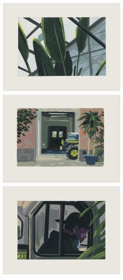 "Nachmittagspause" Triptychon Miniatur-Acrylmalerei Szene