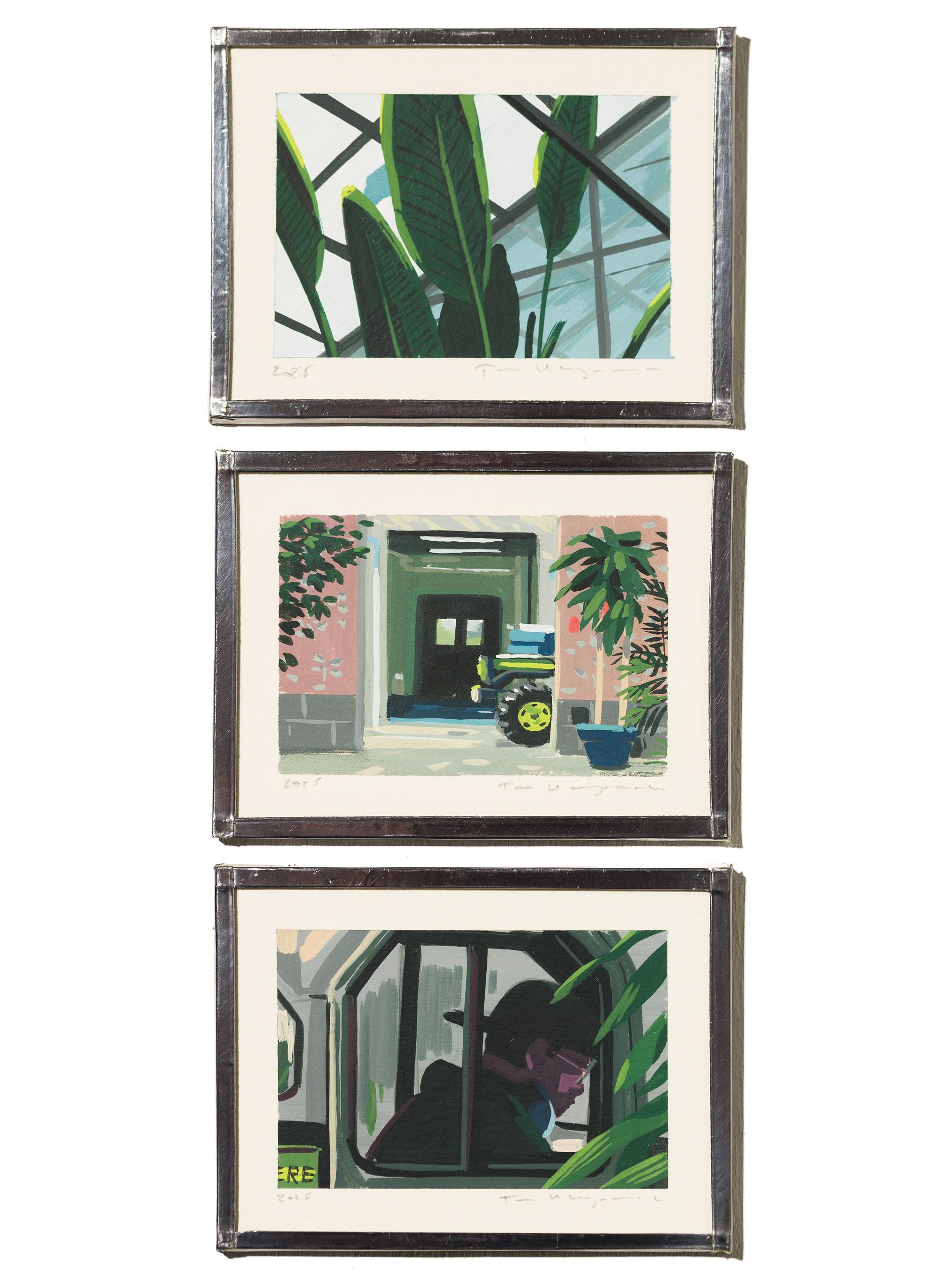 "Afternoon Break" Triptych Miniature Acrylic Painting Scene