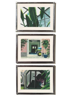 "Afternoon Break" Triptych Miniature Acrylic Painting Scene