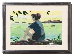 "Autumn Light I" Miniature Painting of Woman in Waterscape