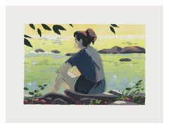 "Herbstlicht I" Miniaturgemälde einer Frau in einer Wasserlandschaft