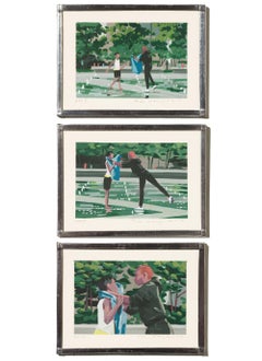 "Love Park" Triptych City Scene with Mother and Son by Tom Haugomat