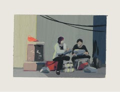 "La entrega" Figuras en escena de ciudad en pintura en miniatura de Tom Haugomat