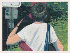 "Der Kuss" Romantischer Moment festgehalten in Acryl auf Papier von Tom Haugomat