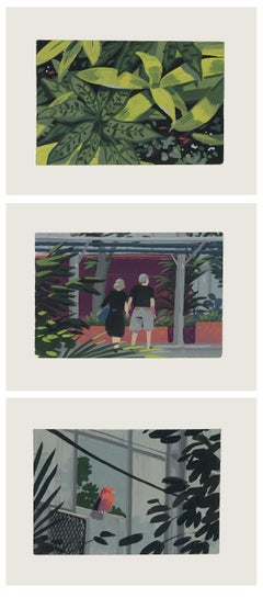 "Der Besuch" Innenszene in Acrylmalerei Triptychon