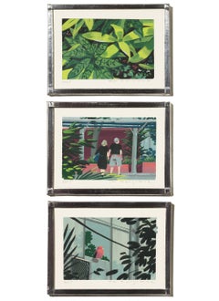 "The Visit" Interior Scene in Acrylic Painting Triptych