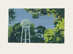"Der Wasserturm" Miniatur-Acrylmalerei Landschaft von Tom Haugomat