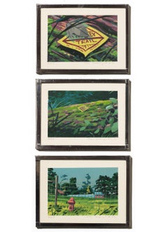 "Trolley Trail" Illustrative Landscape in Three Parts by Tom Haugomat