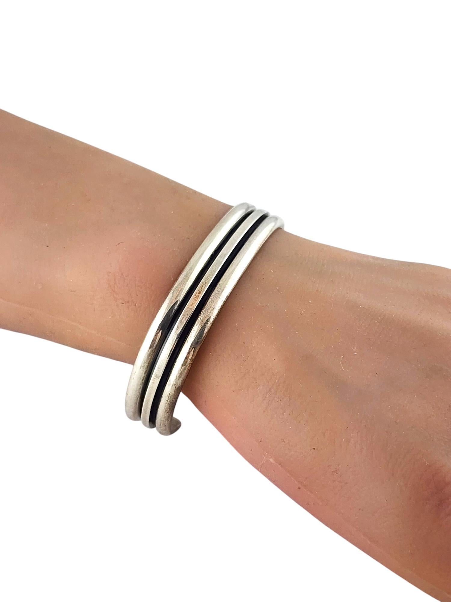 Tom Hawk Sterling Silver Navajo Grooved Cuff #20061 3