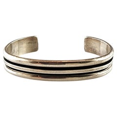 Tom Hawk Sterling Silver Navajo Grooved Cuff #20061