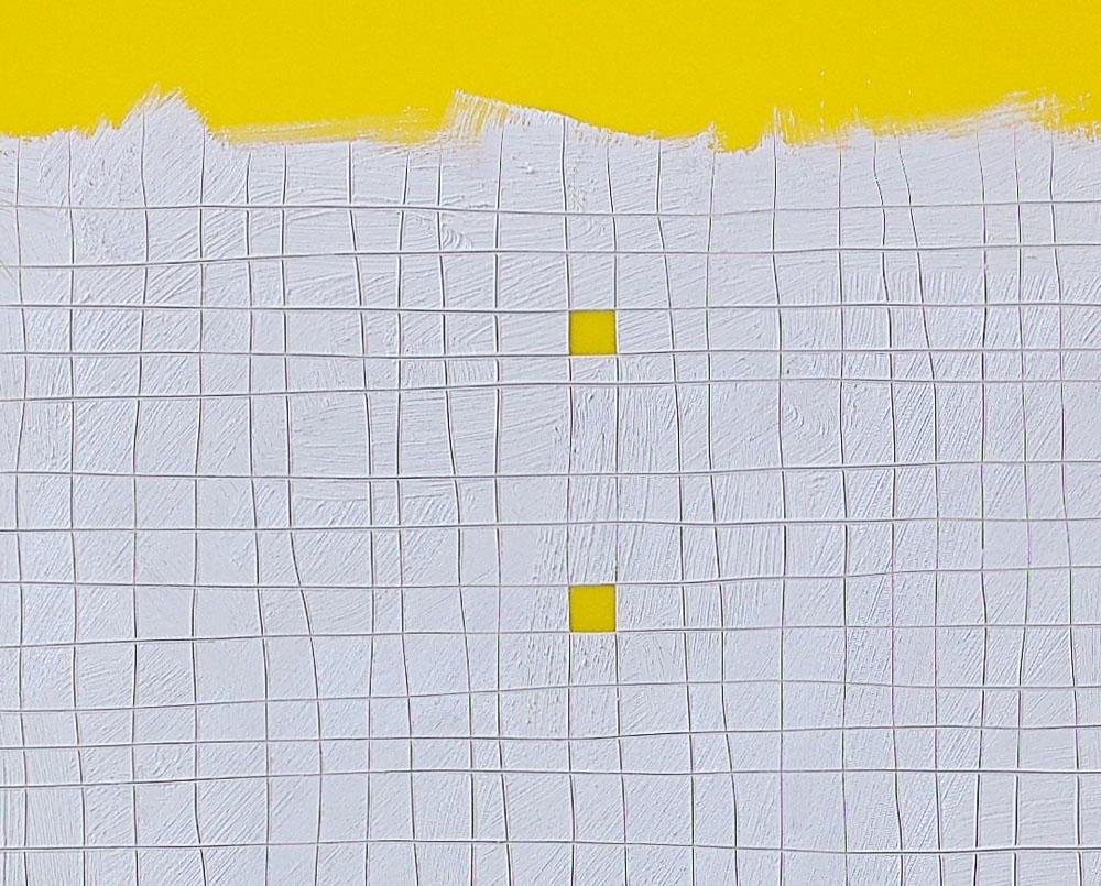 Luck of the Devil - Yellow (Abstract painting) - Gray Abstract Painting by Tom Henderson