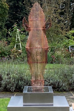 CABALLO BEBEDOR II by Tom Hiscocks - Copper horse sculpture on stainless steel