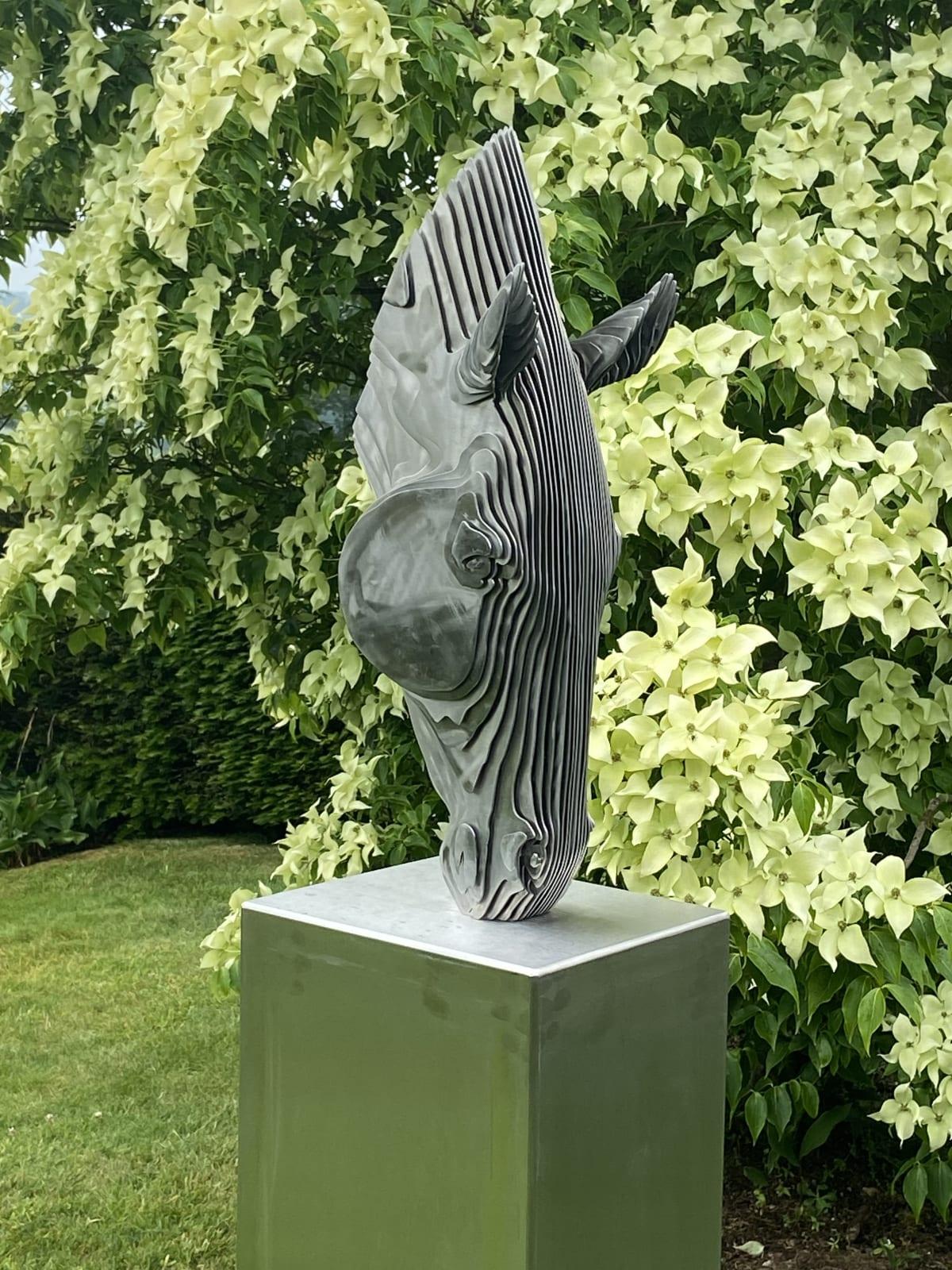 Caballo Bebedor IV, 2023 di Tom Hiscocks - scultura di cavallo in acciaio inossidabile in vendita 4